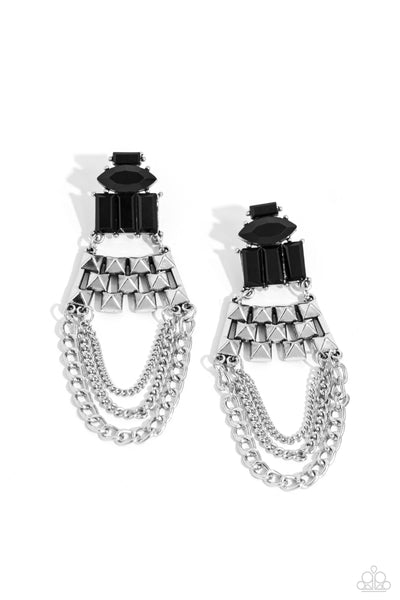 Dangling Art Deco - Black - paparazzi accessories